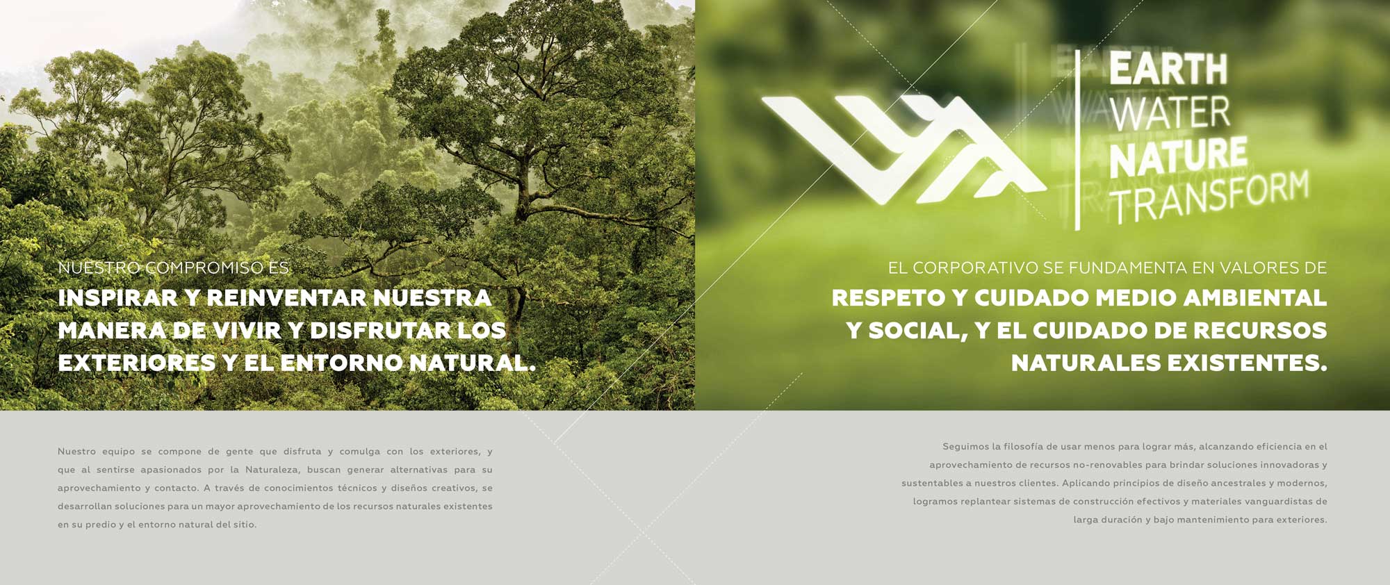 Nuestro compromiso es inspirar y reinventar nuestra manera de vivir y disfrutar los exteriores y el entorno natural